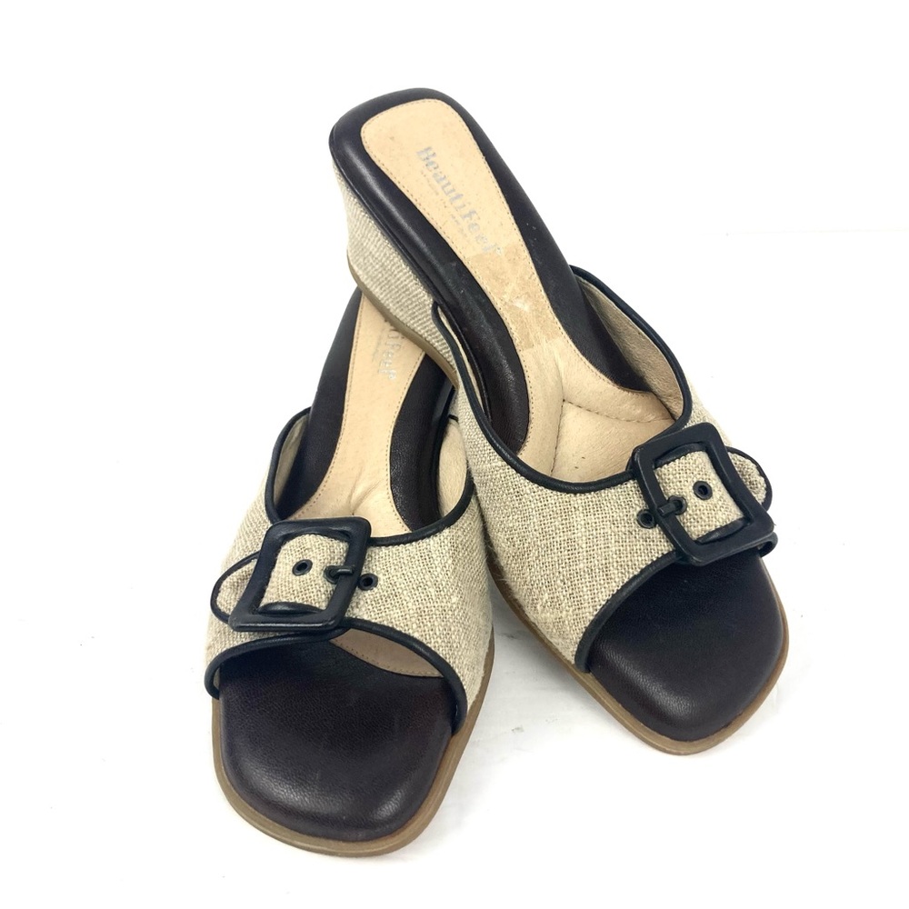 Beautifeel Beige Fabric Slip On Wedge Shoes | Size 9